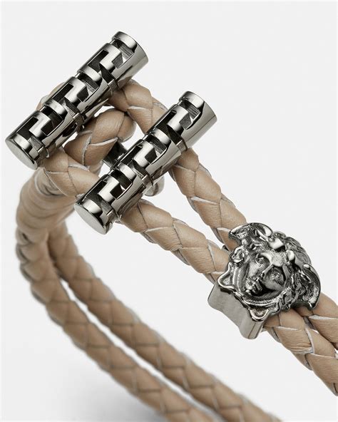 bravelet versace|Versace braided leather charm bracelet.